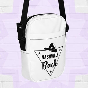 Sac à bandoulière Bach Nashville, accessoire d'enterrement de vie de jeune fille, porte-cartes et téléphone, équipement de soirée nuptiale, noir et blanc, Nashville Tennessee