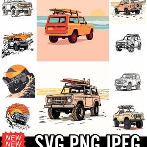 Cartoon Ford Bronco, commercieel gebruik Clipart Vector Graphics voor PowerPoint, Presentation, Print on Demand
