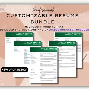 Modelo de currículo profissional para Word, Google Docs | Currículo minimalista | Currículo CV Download instantâneo