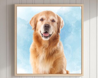 Custom Pet Portrait Canvas Art: Memorial Gift for Pet Loss