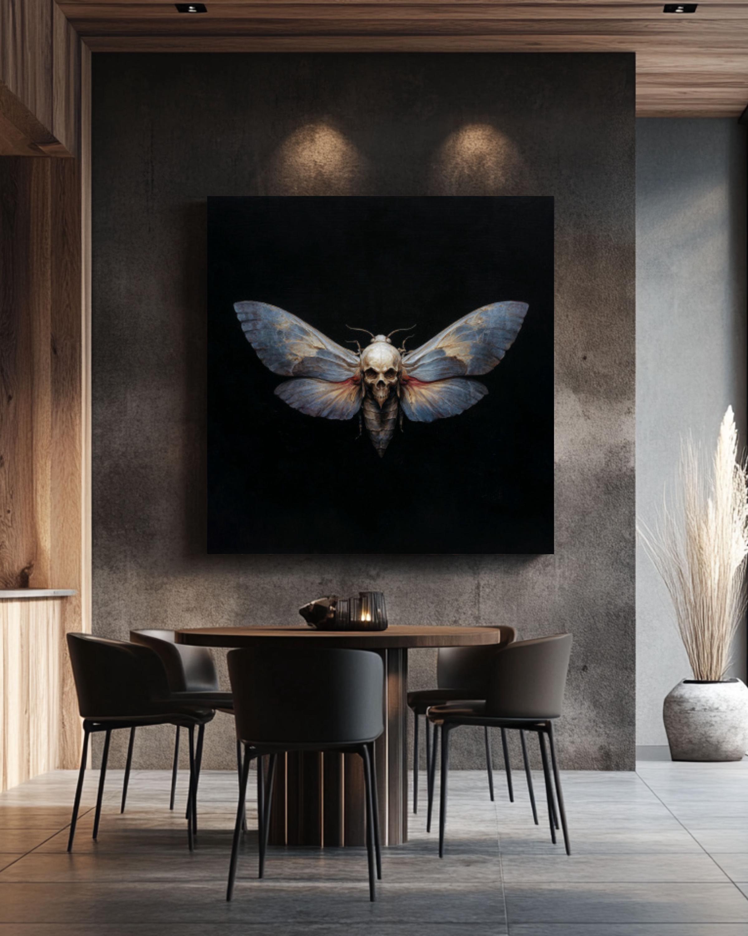 Death Head Moth Art Print, Skull Face Moth Oil Painting, Gothic Dark ...