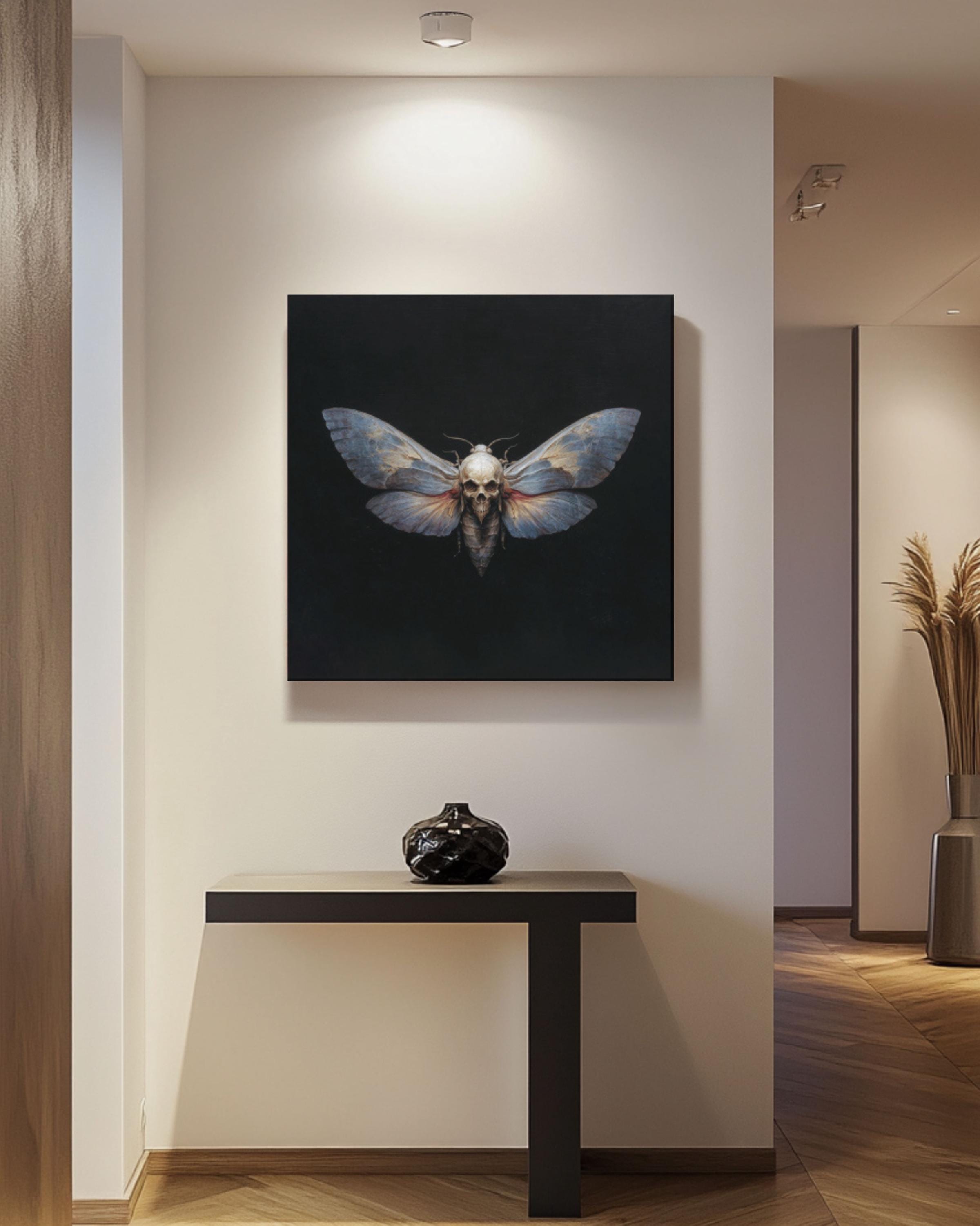 Death Head Moth Art Print, Skull Face Moth Oil Painting, Gothic Dark ...