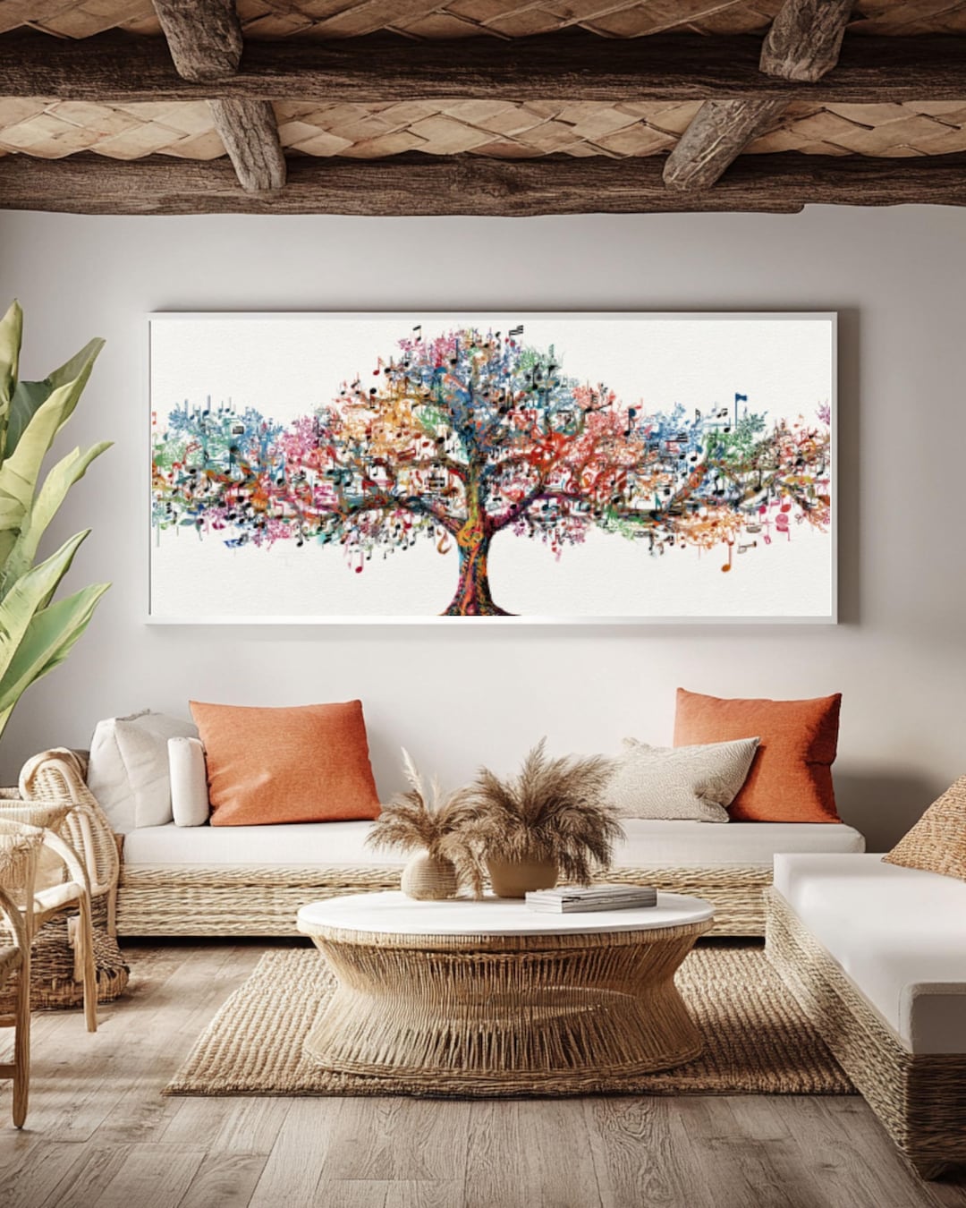 Tree Note Wall Musical Tree of Life Art, Colorful Music Note Print, Musician Wall ...