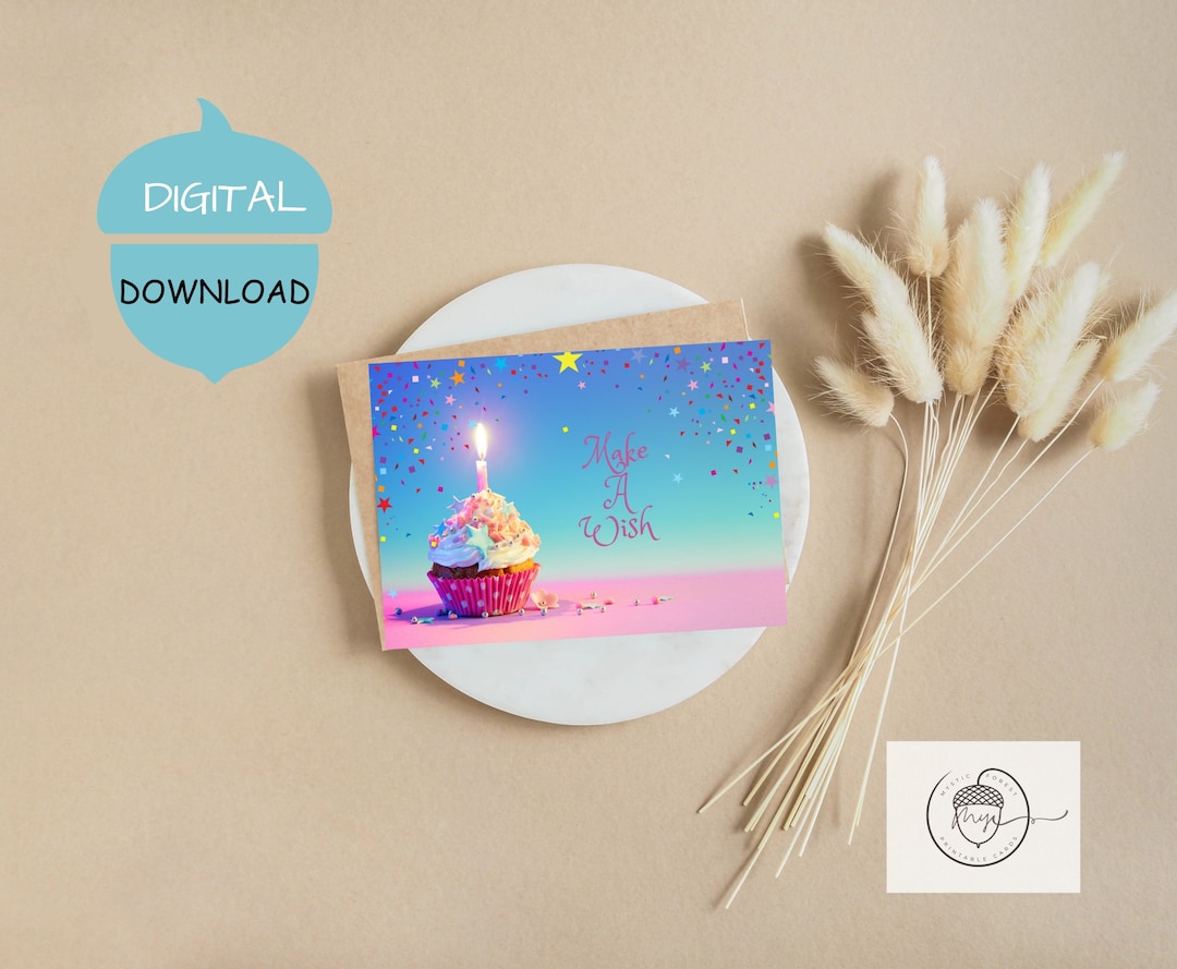 Birthday Wishes Printable Card Instant Download PDF Birthday Card and ...