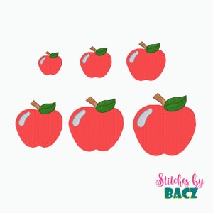 Apple Mini Embroidery Design, 6 sizes, Instant Digital File Download