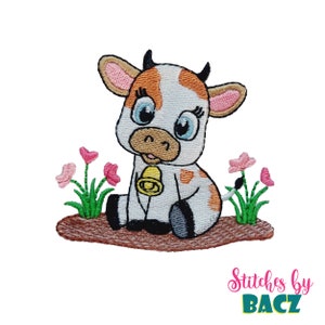 Cute Cow Embroidery Design, 5 Sizes, Instant Digital File Download