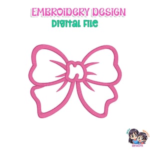 Bow Ribbon Embroidery Design, 6 Sizes, Instant Digital File Download