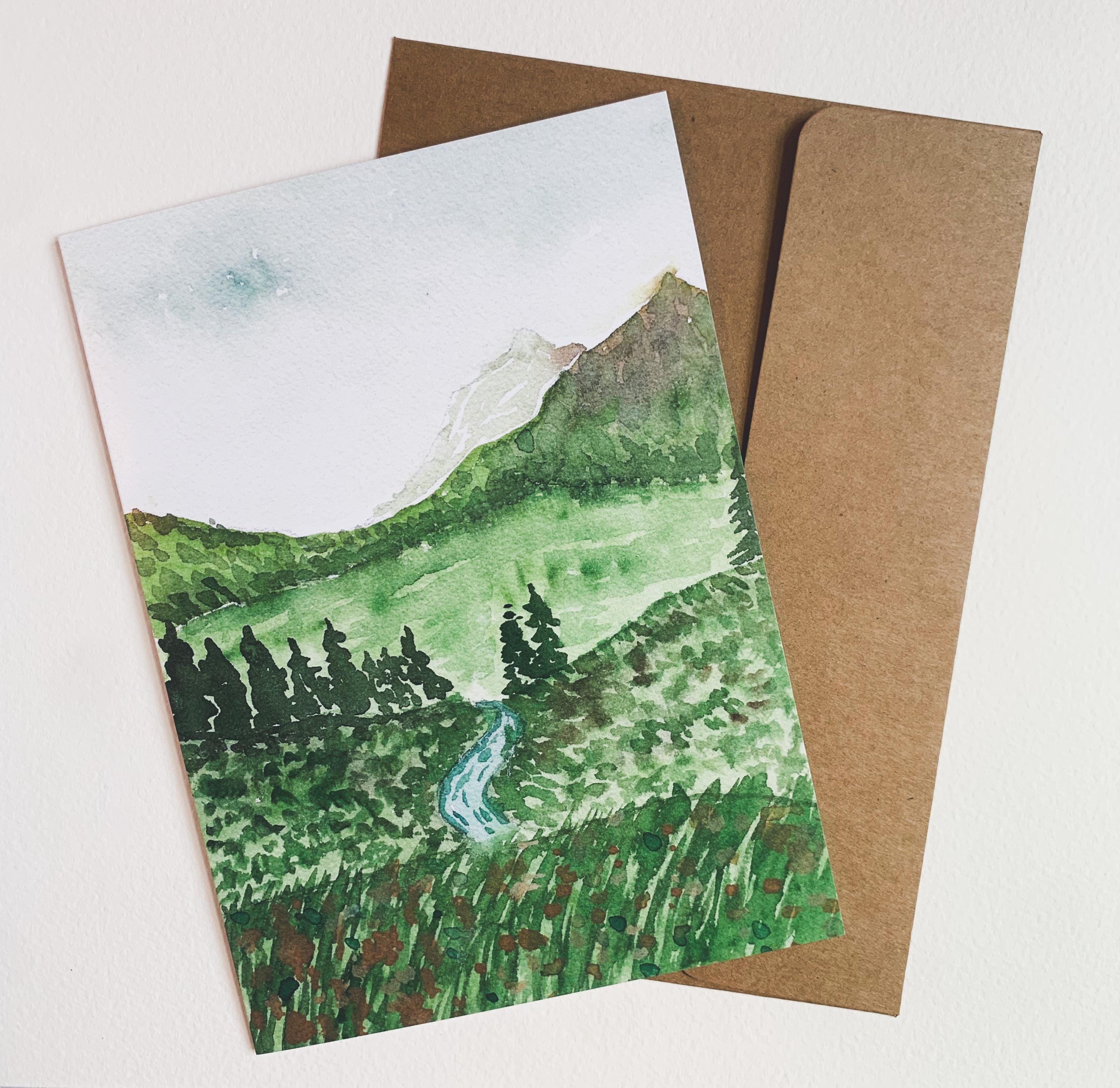 Watercolor Glacier National Park Greeting Card Pack of 5 or 10 - Etsy