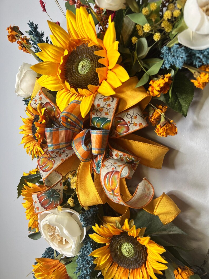 Fall Sunflower Wreath for Front Door Front Door Fall Wreath Fall Wreath ...