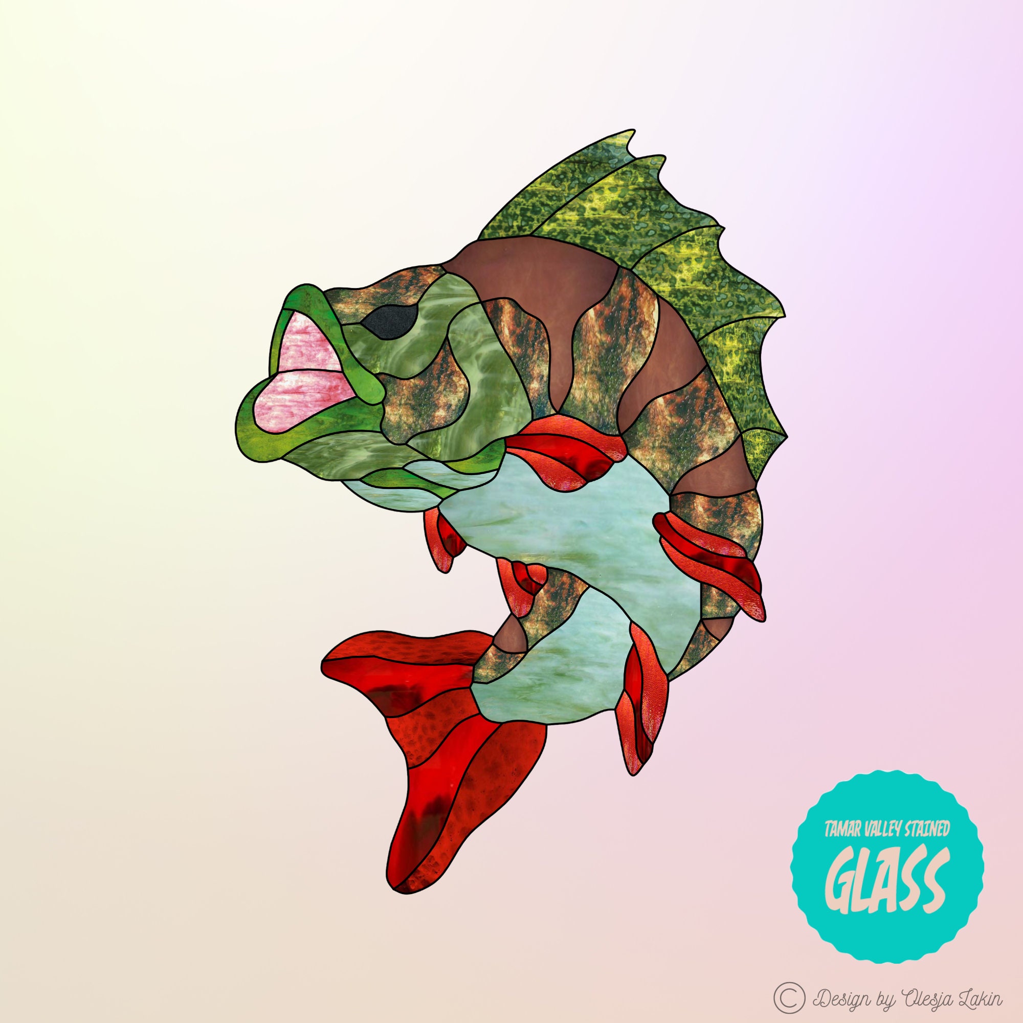 Perch Fish Patterns Perch (fish) - Stained Glass Pattern - Instant Digital Download (PDF ...