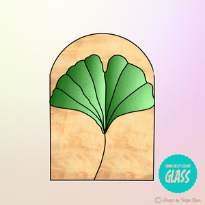 Ginko leaf- Stained Glass Pattern - Instant Digital Download (PDF|PNG)