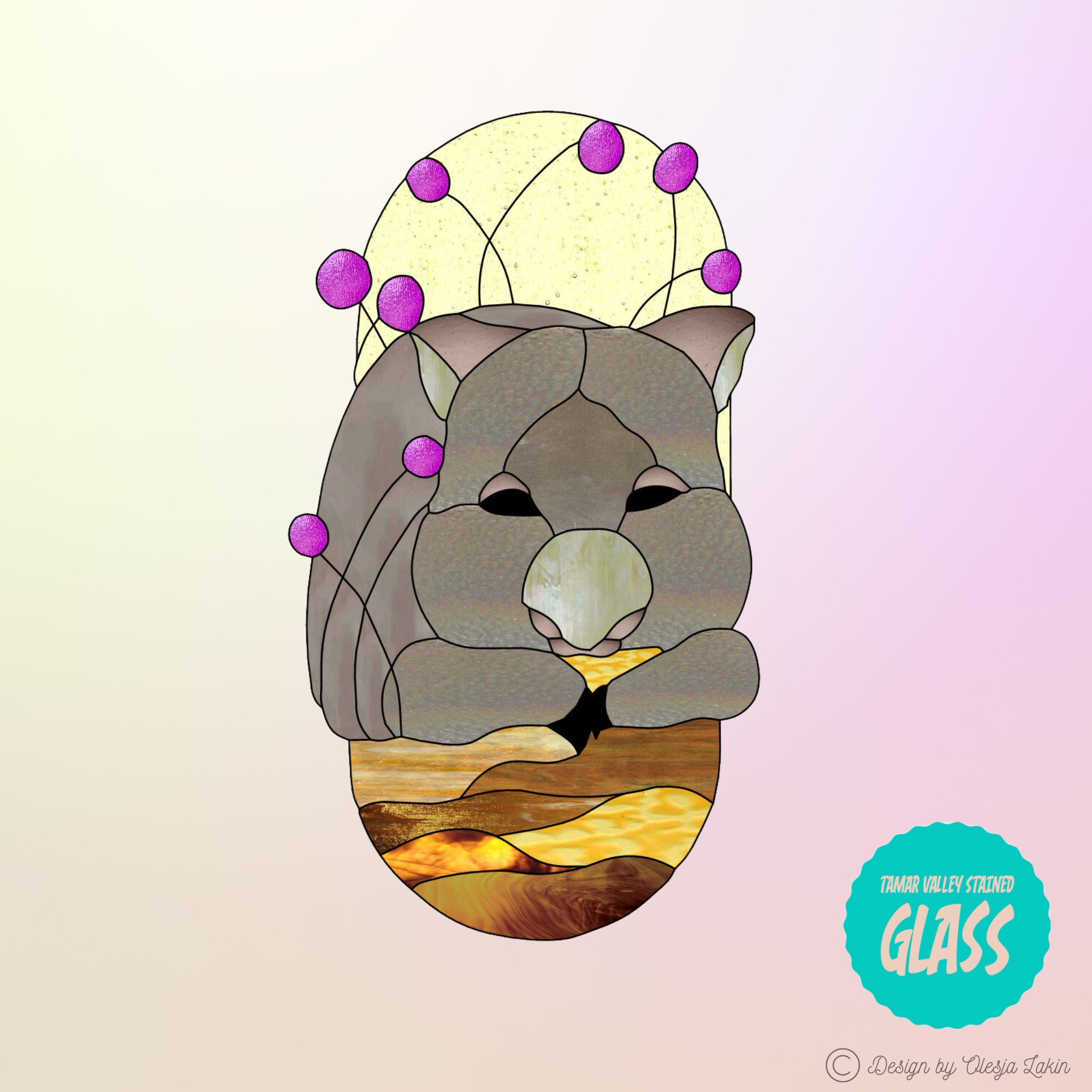 Wombat - Stained Glass Pattern - Instant Digital Download (PDF|PNG) - Etsy