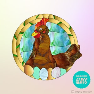 Chicken - Stained Glass Pattern - Instant Digital Download (PDF|PNG)