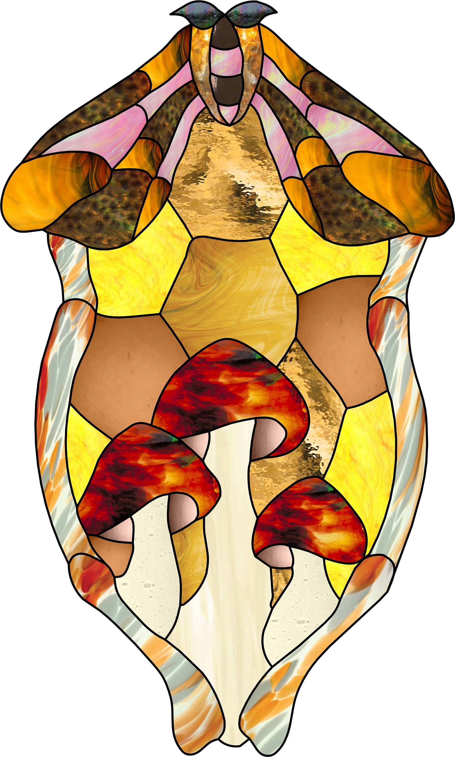 Forest Mushroom Moth - Stained Glass Pattern - Instant Digital Design ...