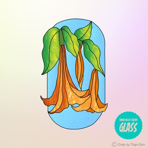 Angels Trumpet - Stained Glass Pattern - Instant Digital Download (PDF|PNG)