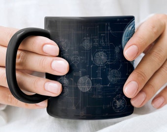 Idea Mug - Blueprint Mug - Coffee Mug - Light Bulb Mug