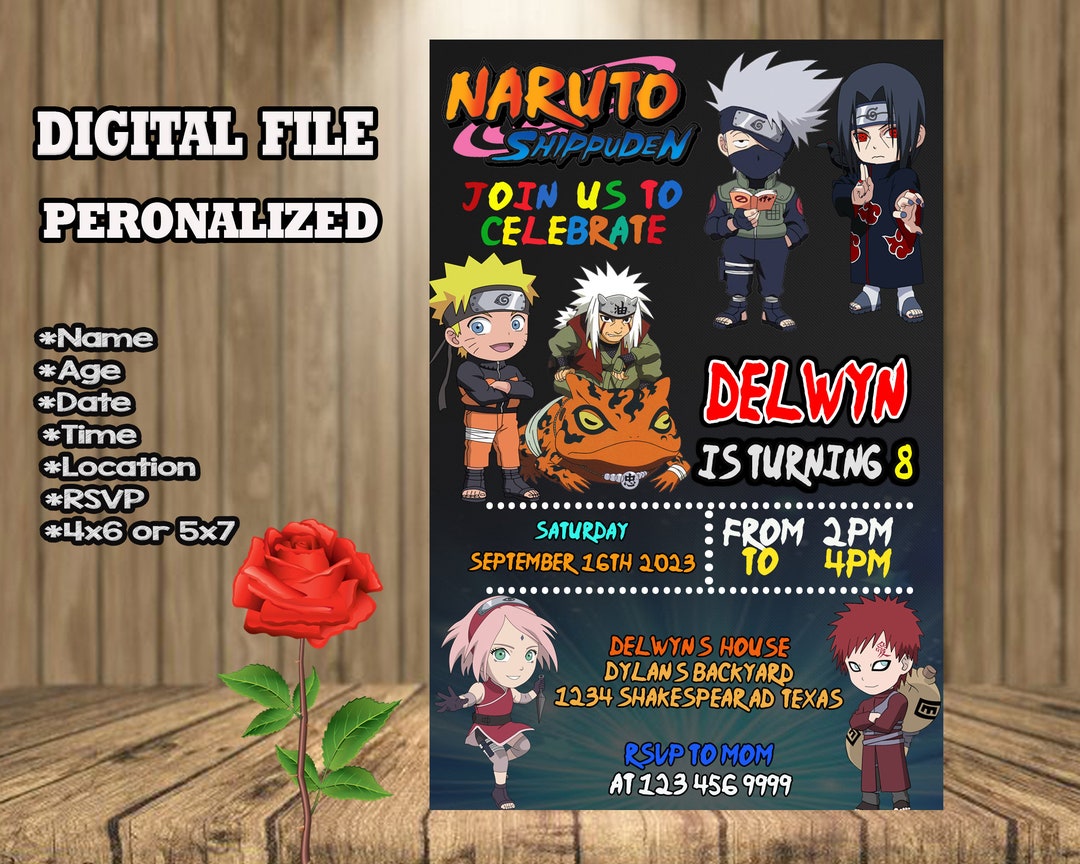 Naruto Einladung Naruto Geburtstag Naruto Party Naruto - Etsy.de
