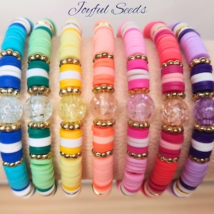 Colorful Harmony Heishi Bead Bracelet with Glass Beads, Elegant Handmade Jewelry, Summer Gift for Her, Valentine Gift, Mother Day