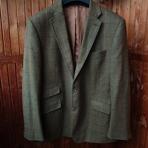 VTG Brook Taverner Tweed Jacket Mens M 42 Green Check Wool Country Sports Blazer