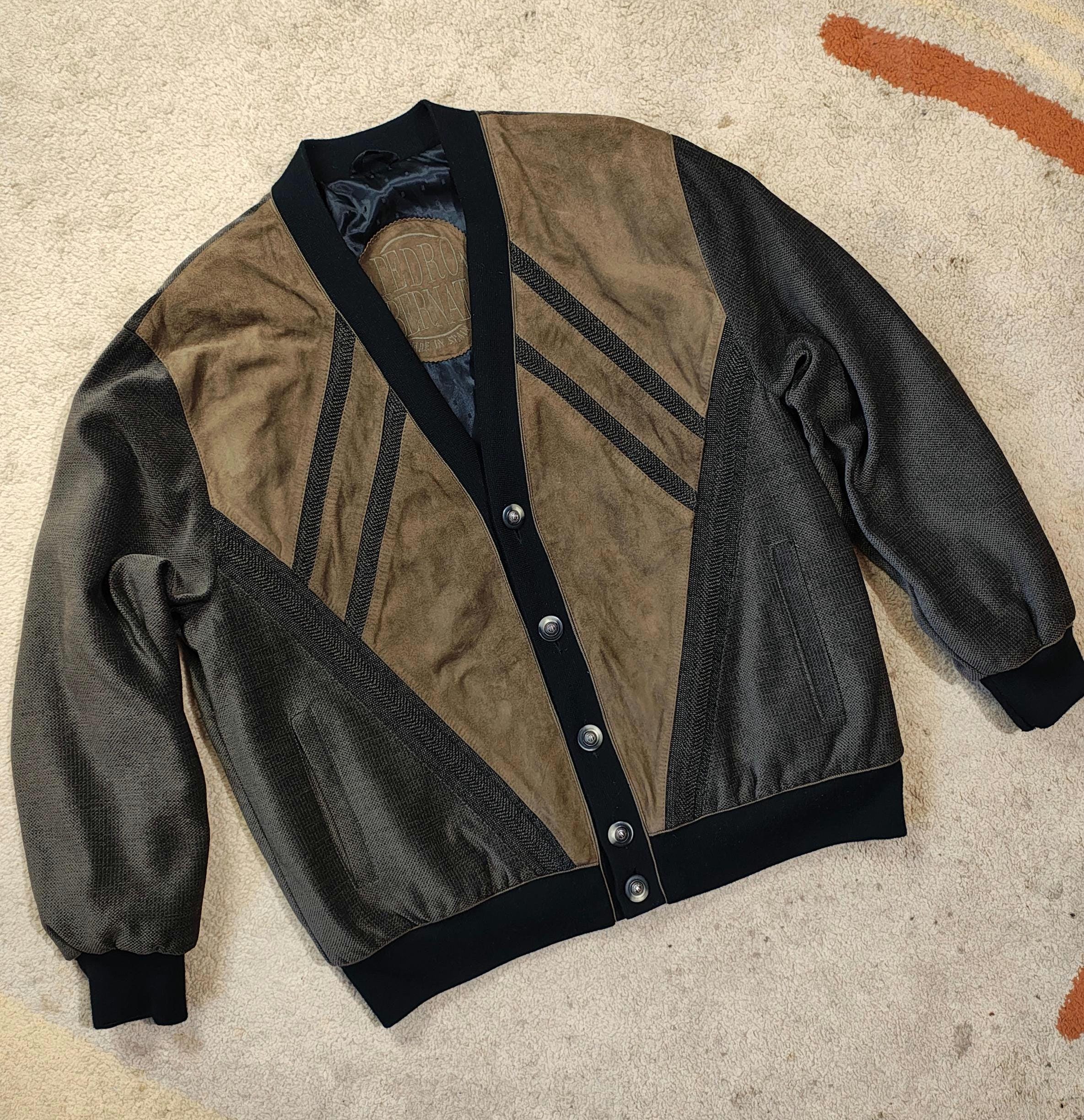 Vtg PEDRO BERNAT Mens Cardigan Bomber Jacket Size 54 XL Lamb 