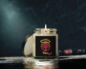 Pawsitive Vibes Scented Candle: Coconut Apricot Wax, Pet Lover Gift