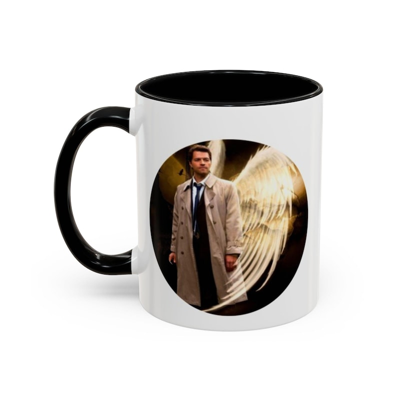 Supernatural Castiel Angel Coffee Mug: Vibrant Fan Art Drinkware image 1
