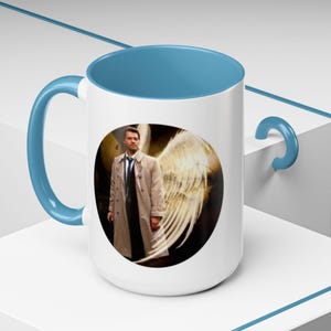 Supernatural Castiel Angel Coffee Mug: Vibrant Fan Art Drinkware image 3
