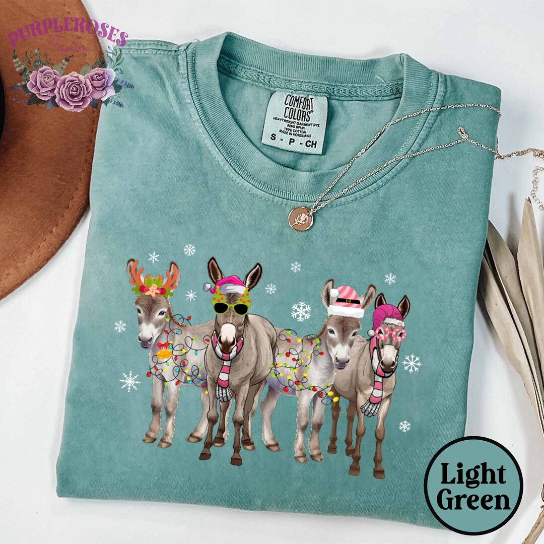 Comfort Colors Christmas Donkey Tshirt Farm Christmas Donkey Etsy