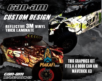 Reflective 3M Vinyl FULL Custom Desing -  4 door Can Am Maverick X3 Graphics Kit Thick laminate