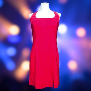 90s Red Halter Cocktail Dress - Vintage Red Mini Dress - 90s Cache Party Dress - Made in USA - Size 6