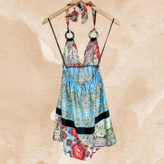 1980s Silk Mini Halter Dress - Mermaidcore - 1980… - image 7