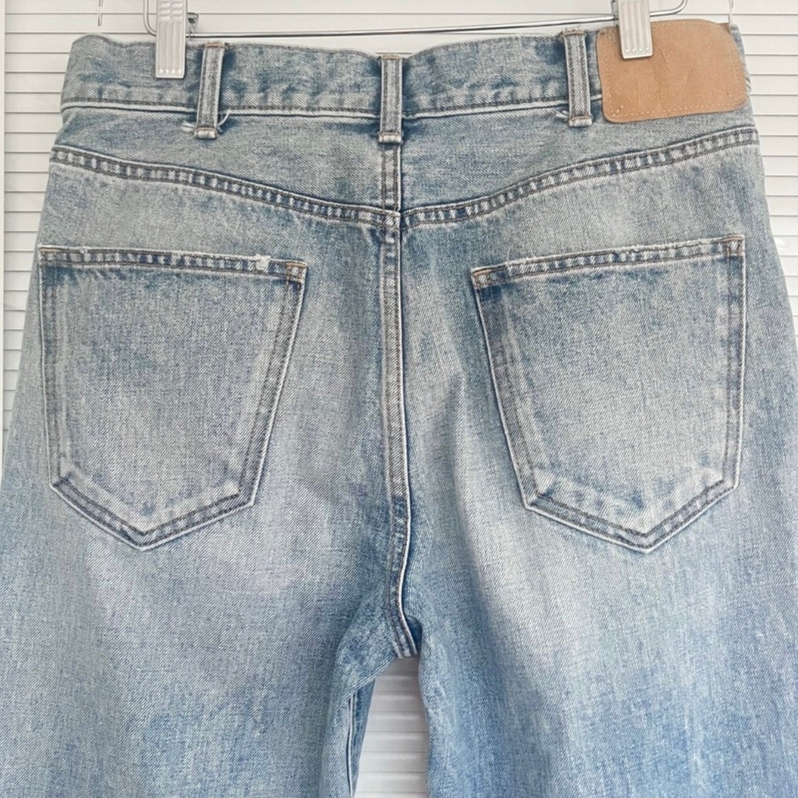 VIP【送料関税込】Celine light blue cotton washed denim CELINE Straight Leg Jeans Size 29 - Light Wash - Frayed Hem