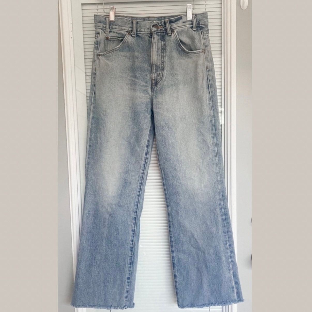 VIP【送料関税込】Celine light blue cotton washed denim CELINE Straight Leg Jeans Size 29 - Light Wash - Frayed Hem