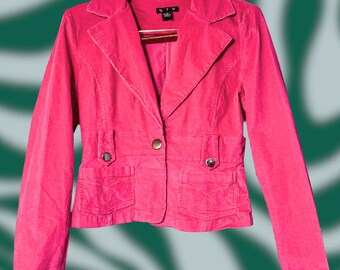 Pink Y2K Corduroy Jacket - 579 - Size Small - Cropped Jacket - Corduroy Blazer - 2000s Pink Jacket, Barbie core jacket, valentines day