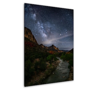 Milky Way Over Zion National Park Night Sky Photo – Fine Art Landscape Photography Print, Starry Night Wall Art, Dark Sky Nature Decor