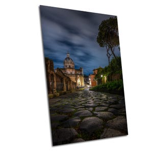Cobblestone Street Leading to the Roman Forum – Authentic Rome Photography, Rome, Italy, Print, Canvas, Acrylic, Metal, Wall Art, Home Decor