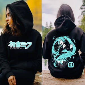 Anime unisex Hoodie, Anime Vintage Grunge Gothic Metal Graphic Jacket, Japanese Anime Pullover , cartoon, gift, hatsune anime Unisex image 2