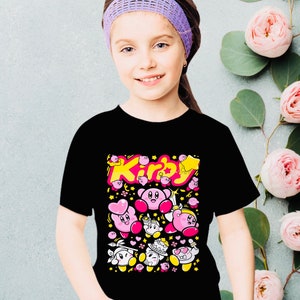 Kids Kirby Face Classic Retro Gaming Premium Unisex T-shirt , cartoon shirt, Kirby kids clothes, anime Kirby