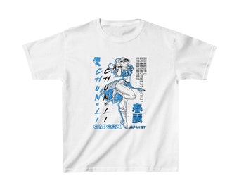 Kids Chun Li Portrait Super Turbo Premium Unisex T-shirt, Anime Short Sleeve Shirt, Anime kids Tee, Cute Anime T-Shirt