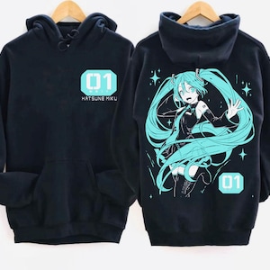 Sweat à Capuche Fille Hatsune Mika - Noir Coton - Taille 14-15 Ans - Occasion TB E