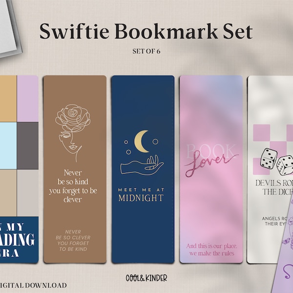 Swiftie Bookmarks (set of 6), Middle School Student Gifts, Taylor Swift Teacher Gift, High School Reader, Reader Gifts