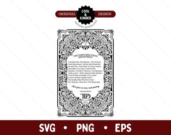 Liste des chansons du département Tortured Poets, Ttpd, SVG PNG EPS | Merch Tour Eras, Tout est beau dans l'amour et la poésie