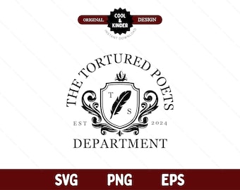 Tortured Poets Department Crest SVG PNG EPS | Swiftie Gift | The Eras Tour Merch, All's Fair in Love and Poetry