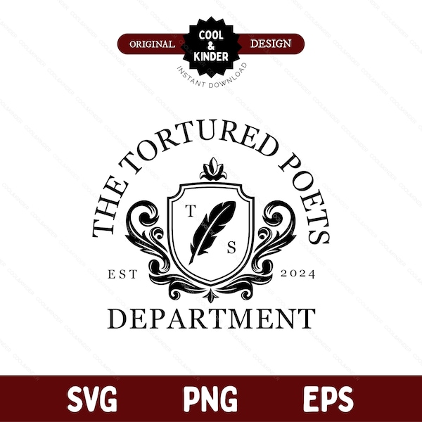 Tortured Poets Department Crest SVG PNG EPS | Swiftie Gift | The Eras Tour Merch, All's Fair in Love and Poetry