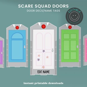 Scare Squad Doors RA Door Decs, Printable Name Tag, Monsters Inc theme, School Bulletin Classroom Decor