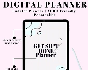 All in One ADHD Digital daily and goal template planner undated Spectrum Friendly Colourful Fun and Easy for Students, Professionals