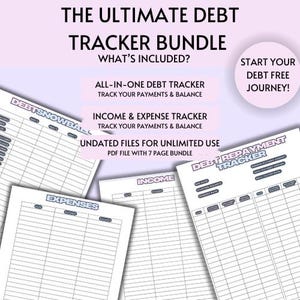 Entschuldungs-Reise-Bundle 2025 Schneeball-Methode Nullbasiertes Budget druckbare bearbeitbare Budgetierung Ausgaben-Tracker-Planer digitale PDF-Vorlage