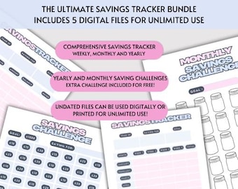 Ultimate Savings Tracker Bundle by Paycheck Monthly with Savings Challenge Printable & Budgeting Tools for Financial Success Debt Management