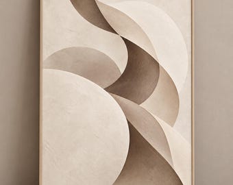Taupe Brown Sculptural Abstract Print, Neutral Textured Wall Art, Minimalist Living Room Decor, Modern Apartment Digital Download