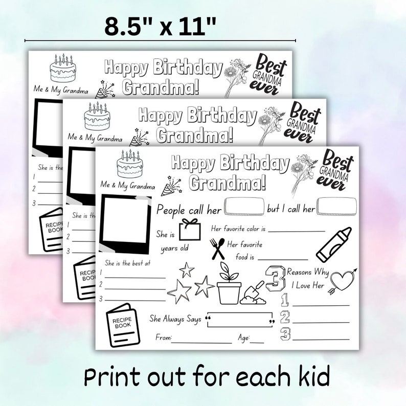 Happy Birthday Grandma Coloring Page, Kids Birthday Card to Grandma ...